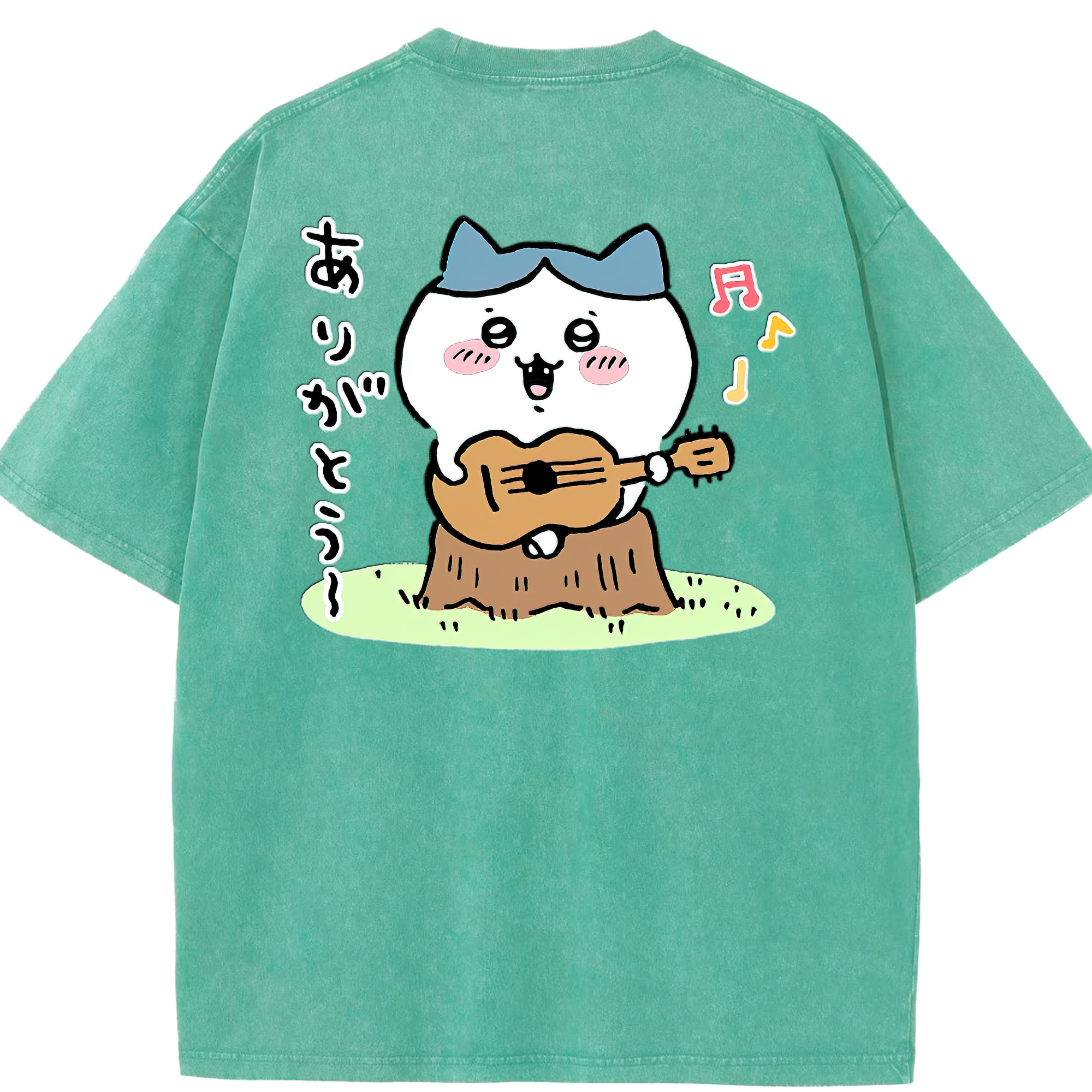 （画像用） ちいかわ ハチワレ Chii-kawa hachiware 綿100% ヴィンテージ風 半袖Tシャツ（背面プリント）